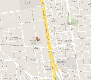 Mapa del Centro de Convenciones y Exposiciones Yucatán Siglo XXI