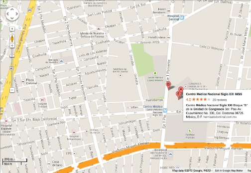 Mapa de la Unidad de Congresos del Centro Médico Siglo XXI 